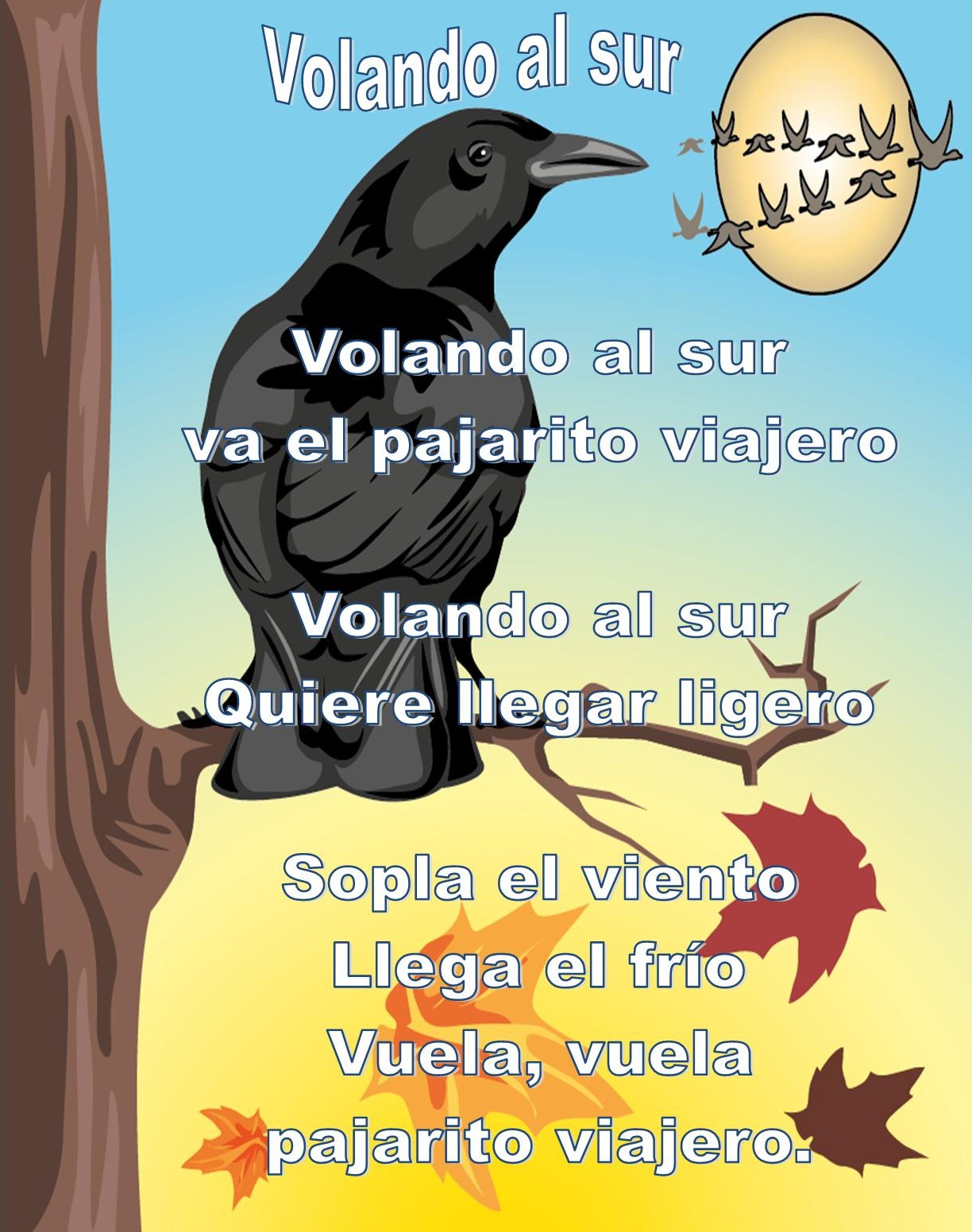 Volando al sur - poema ilustrado del pajarito viajero