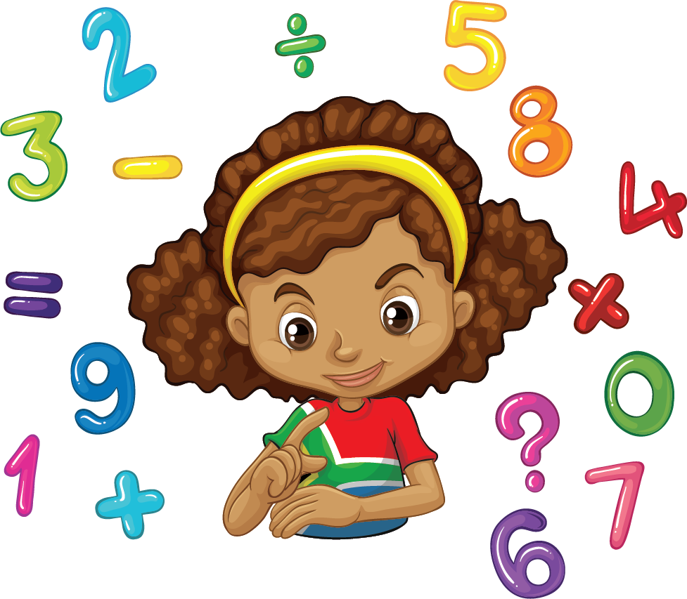 Student with colorful numbers and math symbols