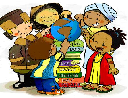 Children celebrating peace and cultures around the world