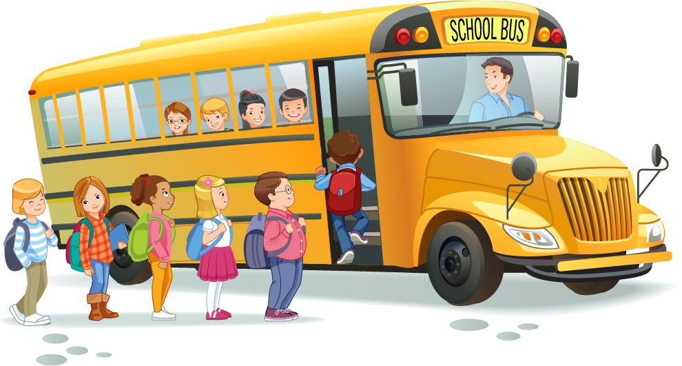 Estudiantes subiendo al autobús escolar